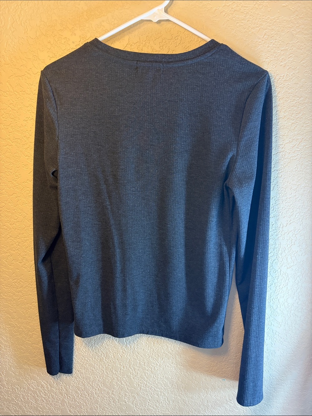 Long Sleeve Ribbed Tee - Blue - Picture 2 of 3